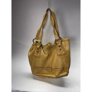 The Sak Ashbury Textured Leather Shoulder Bag Hobo Yellow Gold Y2K Well Loved